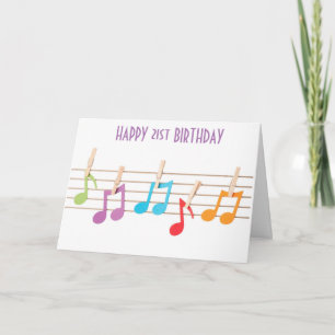 **21st BIRTHDAY** MUSICAL NOTES BIRTHDAY WISHES
