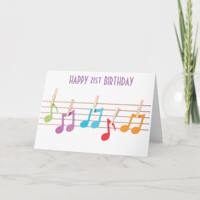 **21st BIRTHDAY** MUSICAL NOTES BIRTHDAY WISHES (Front)