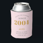 21st Birthday Name 2004 Pink Grey Elegant Chic Can Cooler<br><div class="desc">A personalised elegant can cooler that is easy to customise for that special birthday party occasion.</div>