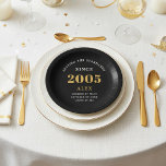 21st Birthday Name 2005 Black Gold Elegant Chic Paper Plate<br><div class="desc">Sophisticated 21st Birthday Unique Black & Gold Party Paper Plates. Celebrating a milestone birthday should be a memorable experience, and what better way to ensure that than with our sophisticated black and gold 21st Birthday Party Paper Plates? Designed in sleek black with an elegant gold highlight, these plates are printed...</div>