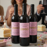 21st Birthday Name 2005 Pink Gold Elegant Chic Wine Label<br><div class="desc">2005 Vintage 21st Birthday Pink & Gold Elegant Wine Label. Celebrate your milestone with our exclusive 2005 Vintage 21st birthday wine label. The meticulously designed label with stunning pink and gold hues effortlessly enhances the visual appeal of your favourite wine. The year 2005, prominently featured on the label, adds a...</div>