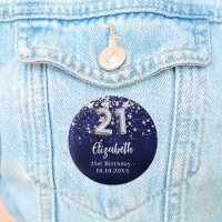 21st birthday navy blue silver stars
