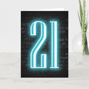 21st Birthday Neon Sign on Brick Card
