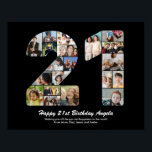 21st Birthday Number 21 Photo Collage Gift Poster<br><div class="desc">Mark years of wonderful memories and adventures with this captivating 21st Birthday Number Photo Collage. This customisable template is the perfect blend of creativity and sentiment, allowing you to create a truly memorable and personalised gift for your loved one's special day. Capture the essence of incredible years in a single...</div>