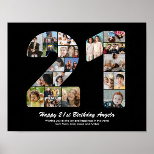 21st Birthday Number 21 Photo Collage Gift Poster
