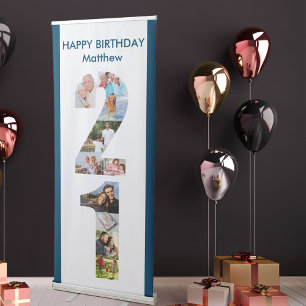 21st Birthday Number 21 Photo Collage Retractable Banner