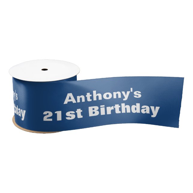 21st Birthday or ANY YEAR Custom Colour A04 BLUE Satin Ribbon (Spool)