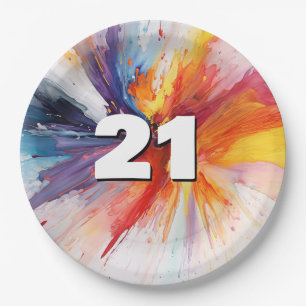 21st Birthday Paint Blast Paper Plate