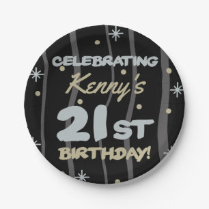 21st Birthday Party Add Your Name Paper Plate