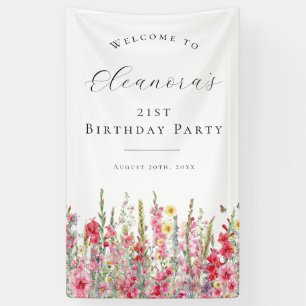 21st Birthday Party August Birth Flower Welcome Banner