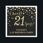 21st Birthday Party Black and Gold Diamond Napkin<br><div class="desc">21st Birthday Party Invitation with Black and Gold Glitter Diamond Background. Gold Confetti. Adult Birthday. Man or Woman Birthday. For further customisation,  please click the "Customise it" button and use our design tool to modify this template.</div>