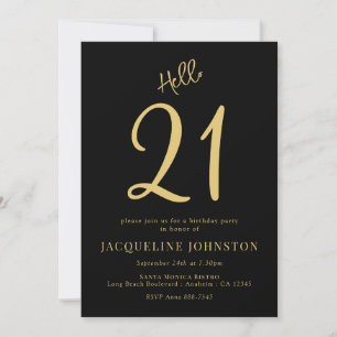 21st Birthday Party Black And Gold Invitation