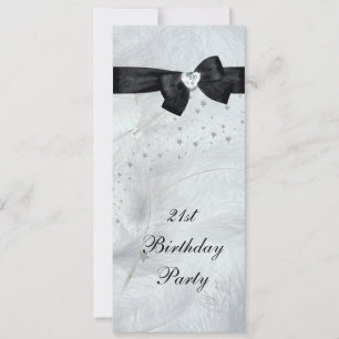 21st Birthday Party Black White Invitation