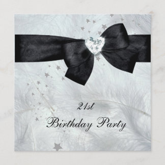 21st Birthday Party Black White Invitation