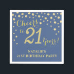 21st Birthday Party Blue and Gold Diamond Napkins<br><div class="desc">21st Birthday Party Invitation with Blue and Gold Glitter Diamond Background. Gold Confetti. Adult Birthday. Man or Woman Birthday. For further customisation,  please click the "Customise it" button and use our design tool to modify this template.</div>