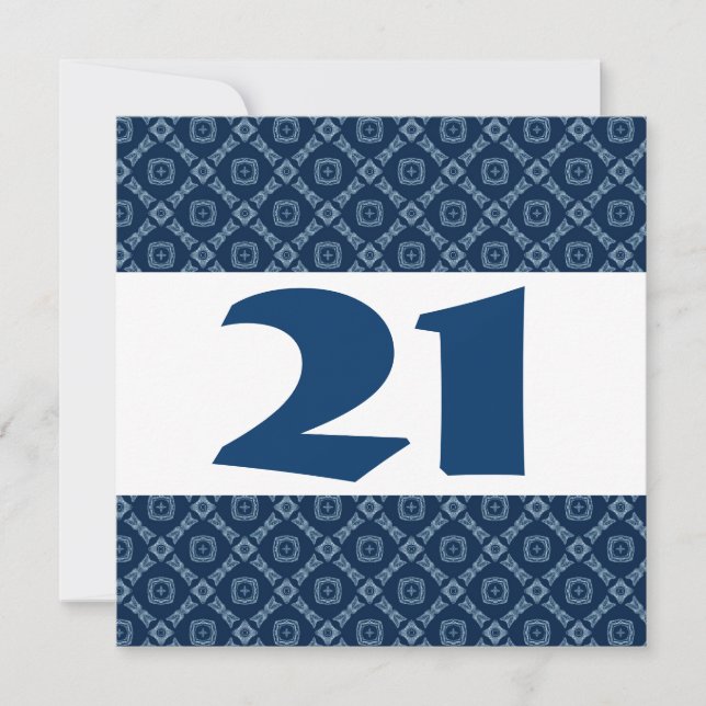 21st Birthday Party Blue Diamonds and Squares W910 Invitation (Front)