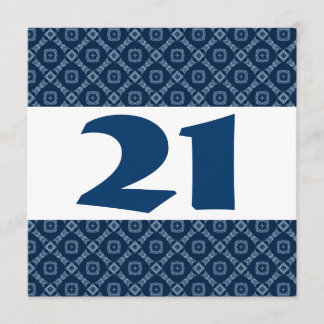 21st Birthday Party Blue Diamonds and Squares W910 Invitation