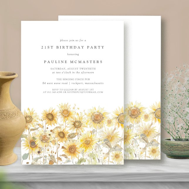 21st Birthday Party Boho Summer Sunflower Garden Invitation (Creator Uploaded)