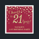 21st Birthday Party Burgundy Red and Gold Diamond Napkin<br><div class="desc">21st Birthday Party Invitation with Burgundy Red and Gold Glitter Diamond Background. Gold Confetti. Adult Birthday. Man or Woman Birthday. For further customisation,  please click the "Customise it" button and use our design tool to modify this template.</div>