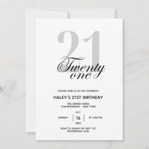 21st Birthday Party Chic Minimal Invitation