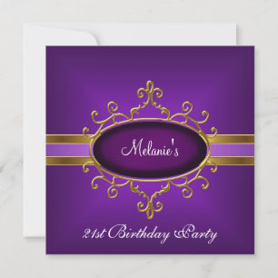 21st Birthday Party Elegant Purple Gold Invitation