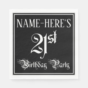 21st Birthday Party — Fancy Script + Custom Name Napkin