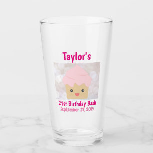 21st Birthday Party Favour Cute Pink Cupcake Glass