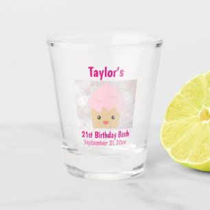 21st Birthday Party Favour Cute Pink Cupcake Shot Glass