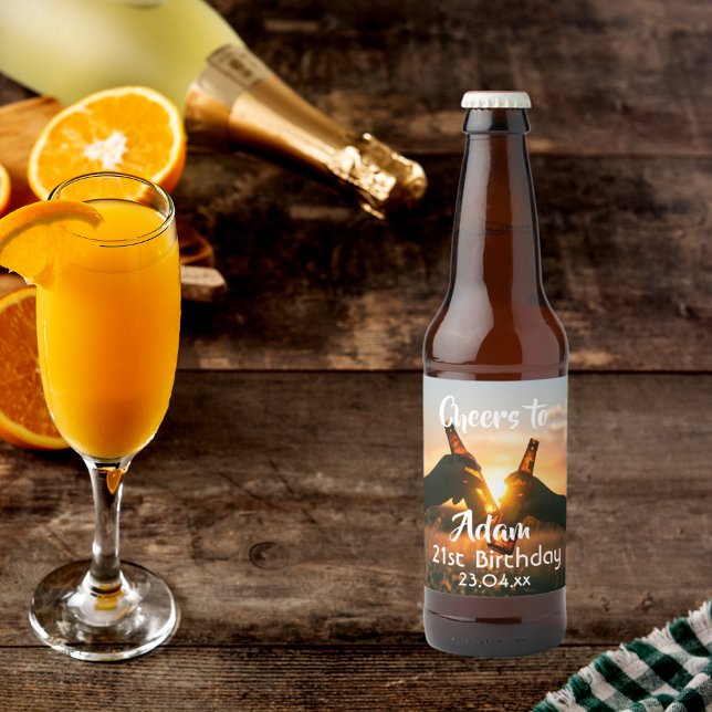 21st birthday party for guys cheers beer beer bottle label (Creator Uploaded)