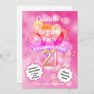 21st Birthday Party Glam Sparkle Glitzy Invitation