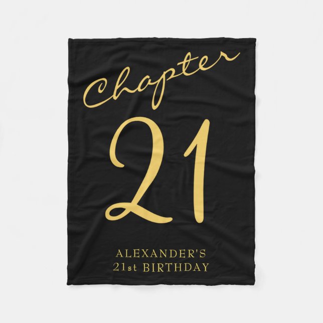 21st Birthday Party Gold Script Blue  Fleece Blanket (Front)