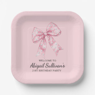 21st Birthday Party Golf Theme Pink Bow Golf Ball Paper Plate