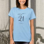 21st Birthday Party Grey Script blue T-Shirt<br><div class="desc">Celebrate in style with the 21st Birthday party grey script blue T-Shirt! Perfect for family and friends to wear on your special day, this easily personalised t-shirt allows you to customise it with all the details of your celebration party. Make this the most memorable birthday yet with the 21st Birthday...</div>