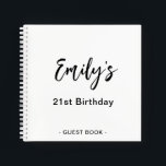 21st Birthday Party Guest Book | Black White<br><div class="desc">Personalise this modern 21st Birthday Party Guest Book. Simply add your custom name in handwriting script on the front. Add your custom name and date on the back of the book. A unique gift for yourself,  friends and family.</div>