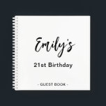21st Birthday Party Guest Book | Black White<br><div class="desc">Personalise this modern 21st Birthday Party Guest Book. Simply add your custom name in handwriting script on the front. Add your custom name and date on the back of the book. A unique gift for yourself,  friends and family.</div>