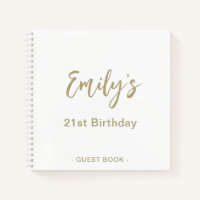 21st Birthday Party Guest Book | Gold White