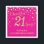 21st Birthday Party Hot Pink and Gold Diamond Napkin<br><div class="desc">21st Birthday Party Invitation with Hot Pink and Gold Glitter Diamond Background. Gold Confetti. Adult Birthday. Man or Woman Birthday. For further customisation,  please click the "Customise it" button and use our design tool to modify this template.</div>