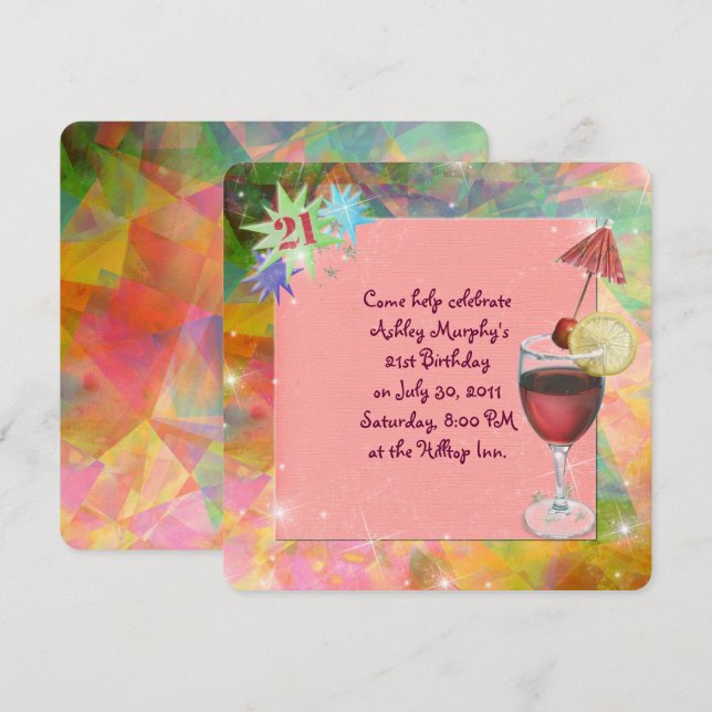 21st Birthday Party Invitation (Front/Back)