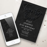 21st Birthday Party  Invitation<br><div class="desc">21st birthday invitation in black ,  simple stylish and perfect for the men</div>