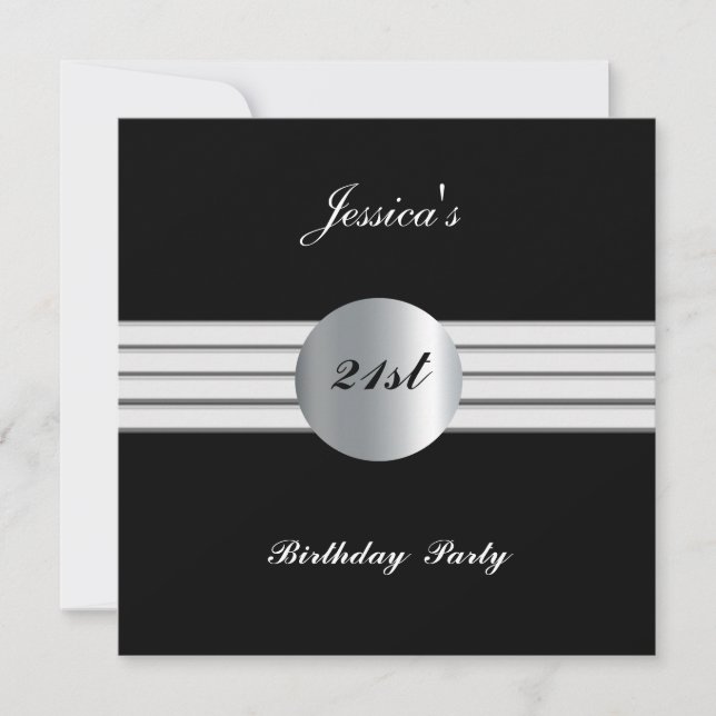 21st  Birthday Party Invitation Black (Front)