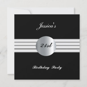 21st  Birthday Party Invitation Black