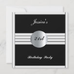 21st  Birthday Party Invitation Black Silver<br><div class="desc">save the date ,   sweet 16 ,   teen ,   wedding ,   kids ,   birthday ,   baby shower ,   save the date parties ,   sweet 16 parties ,   teen parties ,   wedding parties ,   kids parties ,   birthday parties ,   baby shower parties ,  invitations</div>