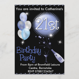 21st Birthday Party Invitation - Cocktail Glass