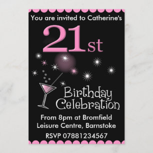 21st Birthday Party Invitation - Cocktail Glass