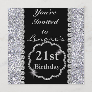 21st Birthday Party Invitation DIAMONDS & SPARKLES