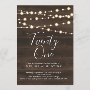 21st Birthday Party Invitation - Rustic Twenty One