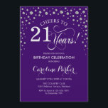 21st Birthday Party Invitation - Silver Purple<br><div class="desc">21st Birthday Party Invitation.
Elegant design with faux glitter silver and purple. Cheers to 21 Years! Message me if you need further customization.</div>