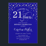 21st Birthday Party Invitation - Silver Royal Blue<br><div class="desc">21st Birthday Party Invitation.
Elegant design with faux glitter silver and royal blue. Cheers to 21 Years! Message me if you need further customization.</div>