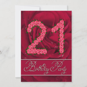 21st birthday party invitation with roses