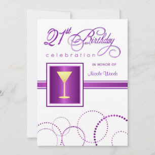 21st Birthday Party Invitations - with Monogram